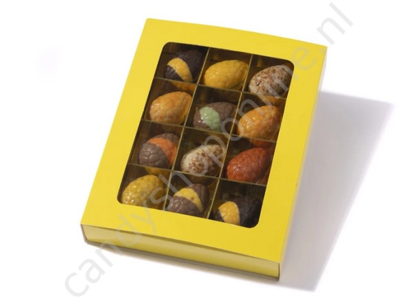 Tosca Praline Paaseitjes Assorti in luxe vensterdoos 150gr.