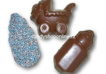 Dragee Chocolade Geboortemix Klein Blauw ±4cm