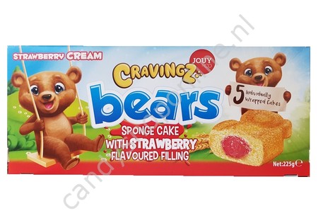 Cravingz Bears sponge Cake with Strawberry filling 225gr.