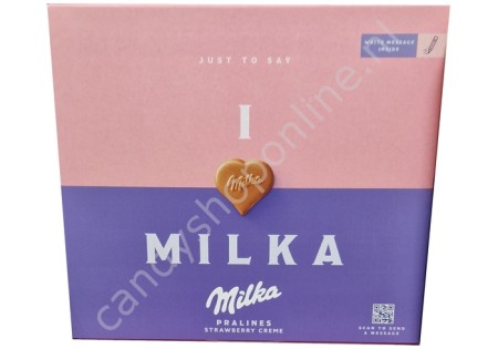 Milka J Love Milka chocolade pralines strawberry creme 110 gram