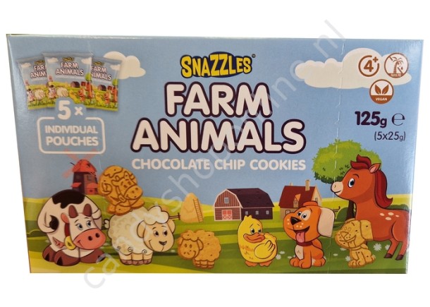 Snazzles Farm Animals Chocolate Chip Cookies 125gr.