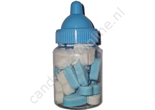 Babyflesje vruchtenhartjes blauw/wit