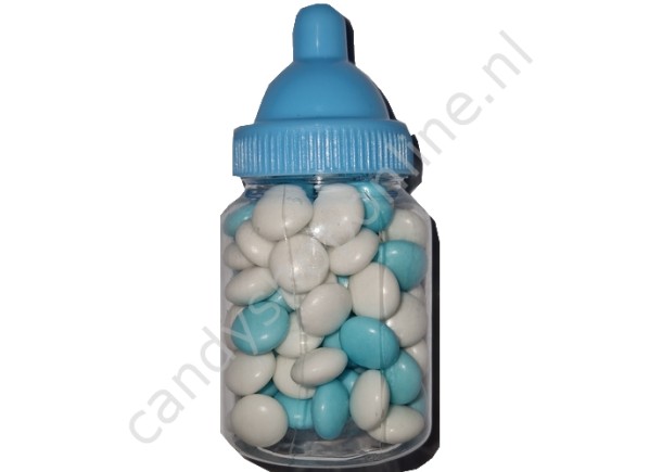 Babyflesje smarties blauw/wit