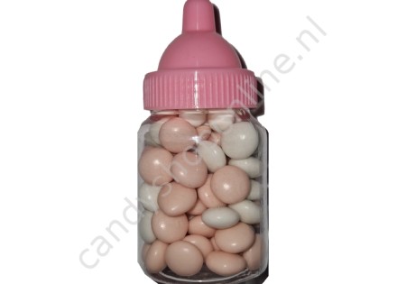 Babyflesje smarties roze/wit