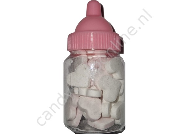 Babyflesje Dextrose hartjes roze/wit